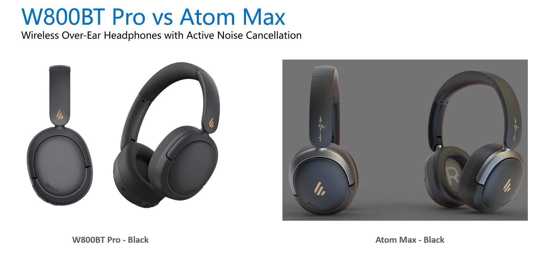 So sánh về thiết kế bên ngoài giữa EDIFIER Atom Max và W800BT pro
