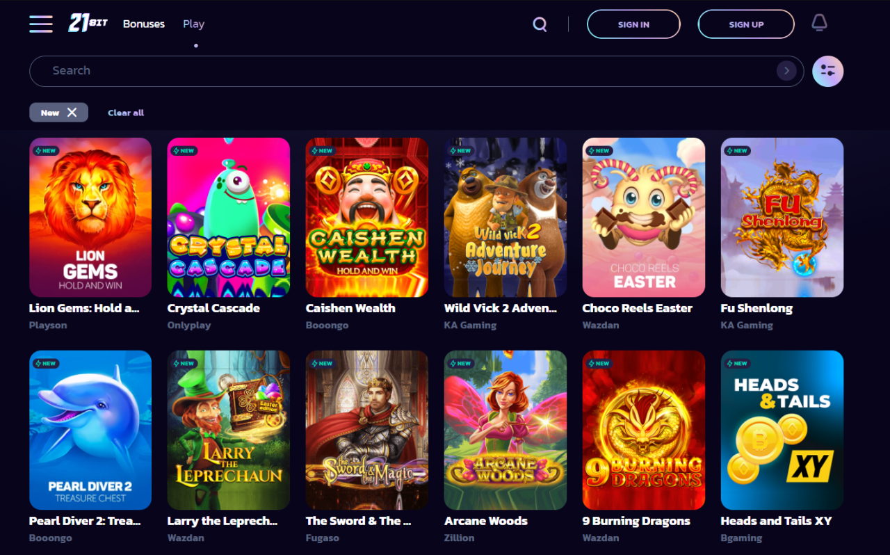 21Bit Online Casino - ,000 + 200 FS Welcome offer