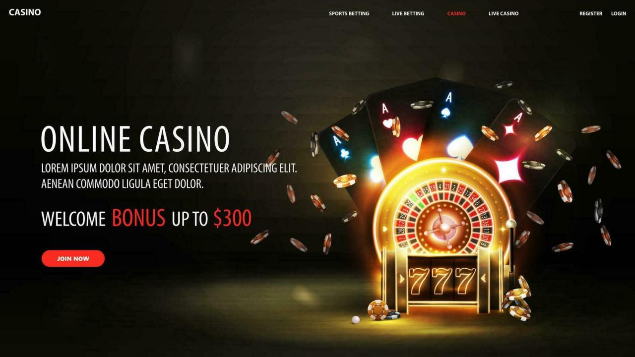 Online casino, welcome bonus, black banner with interface elements ...