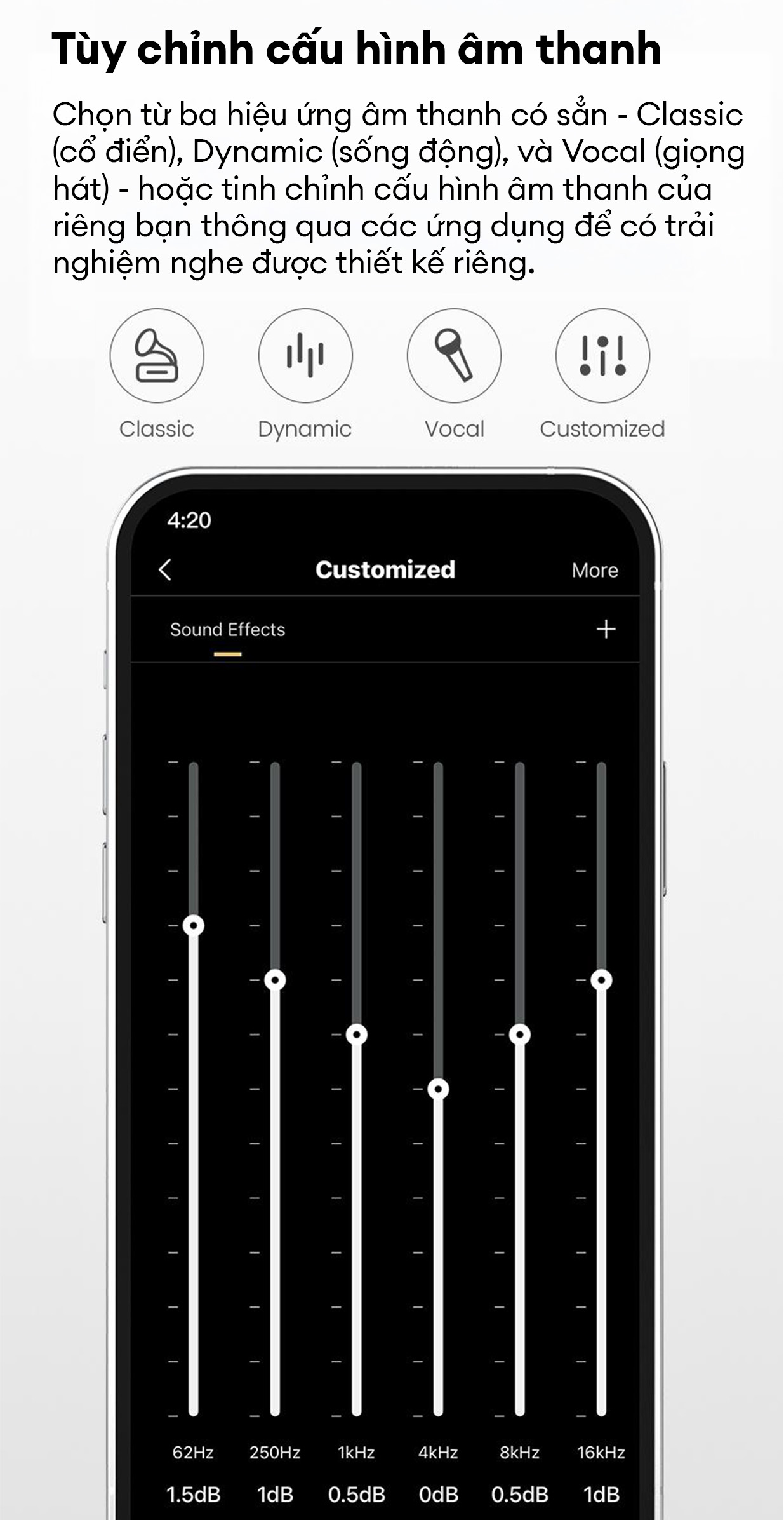 Loa bluetooth để bàn Edifier R20BT 83 Đáp tuyến tần số 73Hz–20kHz — Chi tiết ở dải cao, hạn chế ở dải trầm sâu